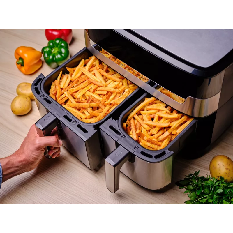 Tefal Dual Easy Fry & Grill EY905D podwójna 8,3 l wolnostojąca 2700 W frytkownica beztłuszczowa stal nierdzewna