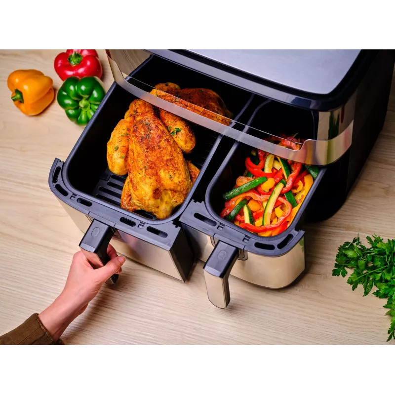 Tefal Dual Easy Fry & Grill EY905D podwójna 8,3 l wolnostojąca 2700 W frytkownica beztłuszczowa stal nierdzewna