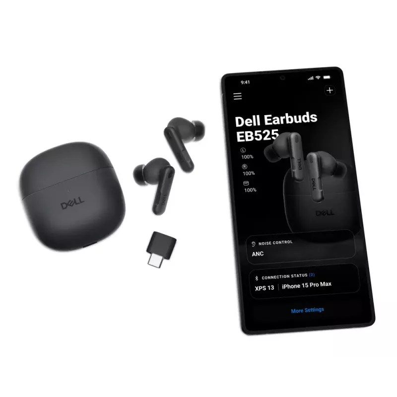 Słuchawki DELL EB525 True Wireless Stereo (TWS) douszne do rozmów/muzyki Bluetooth czarne