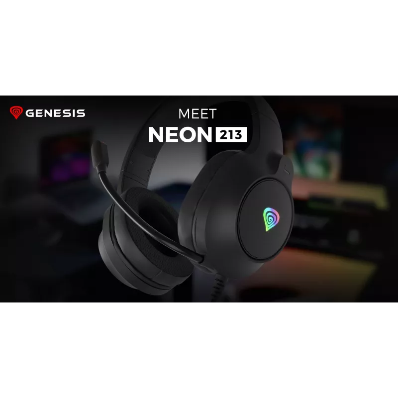 GENESIS NEON 213, przewodowe, połączenia / muzyka, 20 – 20000 Hz, 302 g, zestaw słuchawkowy, czarny