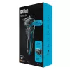 Golarka foliowa BRAUN Series 5 51-M1000s — 3 głowice, Wet & Dry, wbudowany akumulator Li‑Ion, szybkie ładowanie, czarno-niebieska