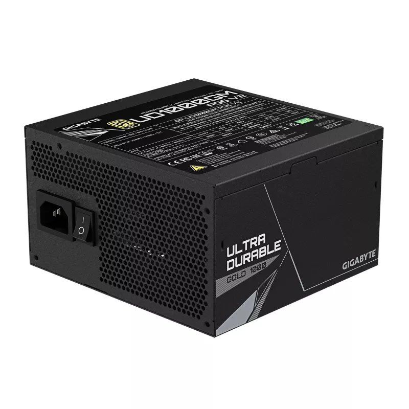 GIGABYTE UD1000GM PG5 V2 Zasilacz - PCIe Gen 5.1, 80 PLUS Gold, w pełni modułowa konstrukcja, wentylator 120 mm, kompatybilny z ATX 3.1, wtyczka EU
