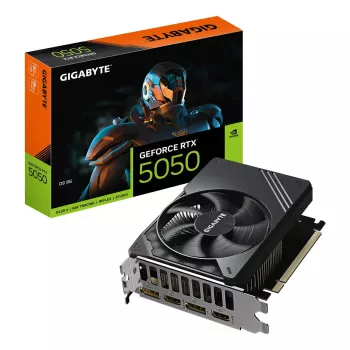 Karta graficzna GIGABYTE GeForce RTX 5050 D6 8G - 8GB GDDR6, 128bit, PCI-E 5.0, zegar rdzenia 2572MHz, 2 x DP, 2 x HDMI, NVIDIA DLSS 4, GV-N5050D6-8GD