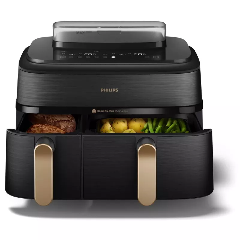 Philips 5000 series NA552/00 frytkownica Podwójna 9 l Wolnostojąca 2750 W Frytkownica bez tłuszczowa Czarny, Złoty