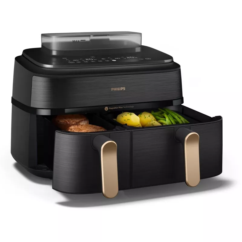Philips 5000 series NA552/00 frytkownica Podwójna 9 l Wolnostojąca 2750 W Frytkownica bez tłuszczowa Czarny, Złoty