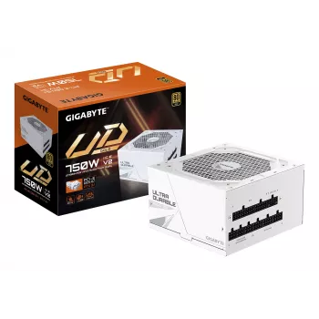 Zasilacz GIGABYTE UD750GM PG5 V2 750W ATX 3.1, 80 PLUS Gold, w pełni modułowy, 8 SATA, 4x (6+2) PCIe, 2x EPS, biały