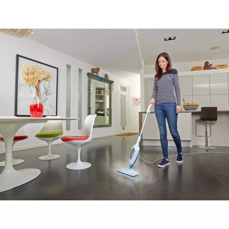 Black & Decker FSMH13E5-QS mop parowy 5w1, 1300 W, przewodowy, zbiornik na wodę 0,38 l, biały/niebieski