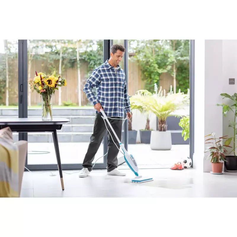 Black & Decker FSMH13E5-QS mop parowy 5w1, 1300 W, przewodowy, zbiornik na wodę 0,38 l, biały/niebieski
