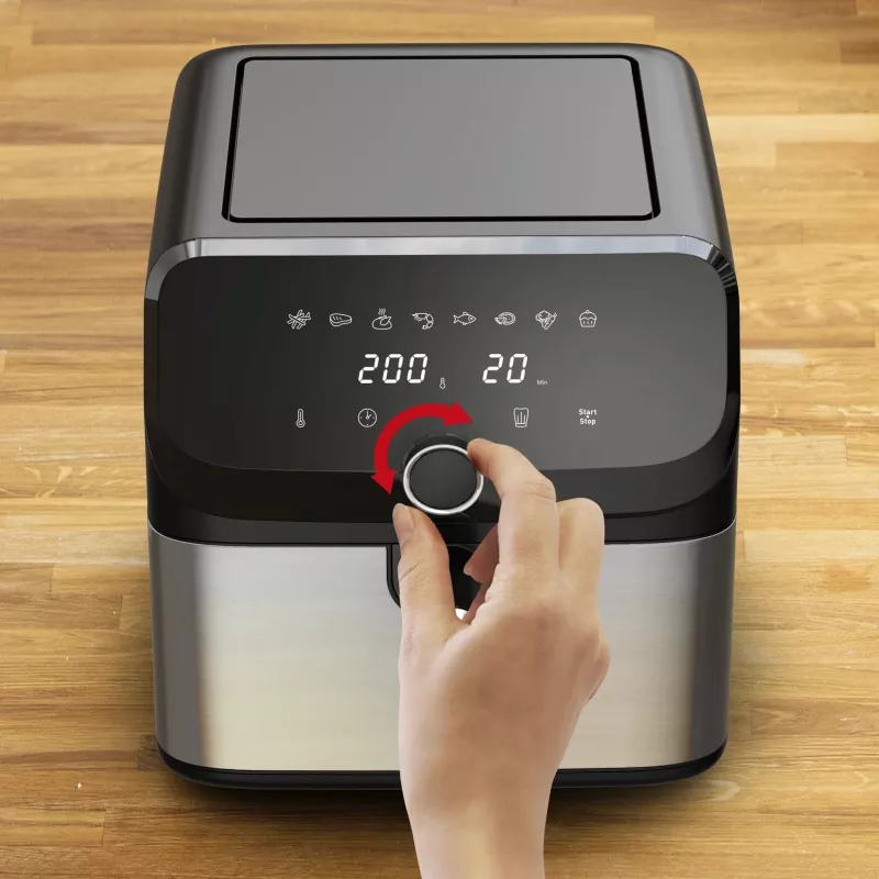 Tefal Easy Fry Mega EY855D10 frytkownica pojedyncza 7,5 l wolnostojąca 2020 W frytkownica na gorące powietrze, czarna, ze stali nierdzewnej