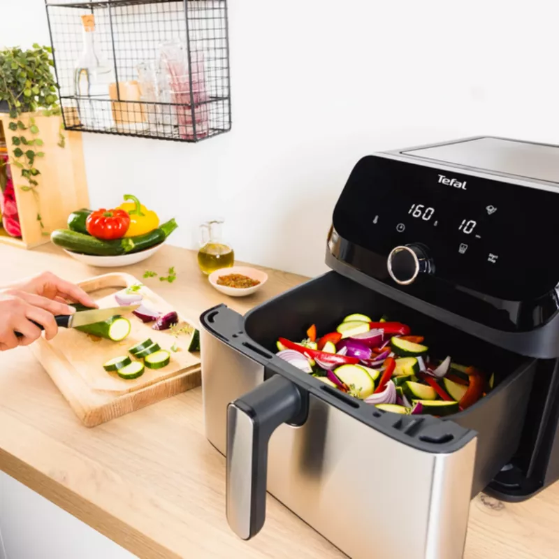 Tefal Easy Fry Mega EY855D10 frytkownica pojedyncza 7,5 l wolnostojąca 2020 W frytkownica na gorące powietrze, czarna, ze stali nierdzewnej