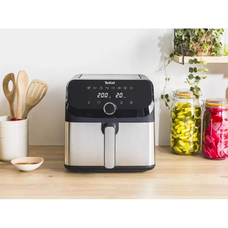 Tefal Easy Fry Mega EY855D10 frytkownica pojedyncza 7,5 l wolnostojąca 2020 W frytkownica na gorące powietrze, czarna, ze stali nierdzewnej