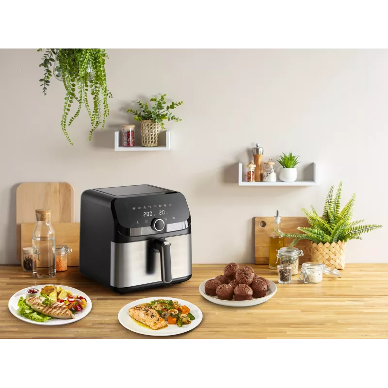Tefal Easy Fry Mega EY855D10 frytkownica pojedyncza 7,5 l wolnostojąca 2020 W frytkownica na gorące powietrze, czarna, ze stali nierdzewnej