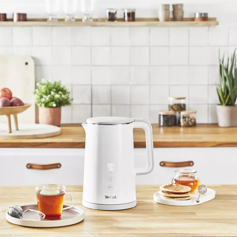Czajnik elektryczny Tefal KO6931, 1,5 L, 1800 W, biały, 5 ustawień temperatury, utrzymywanie ciepła 30 min