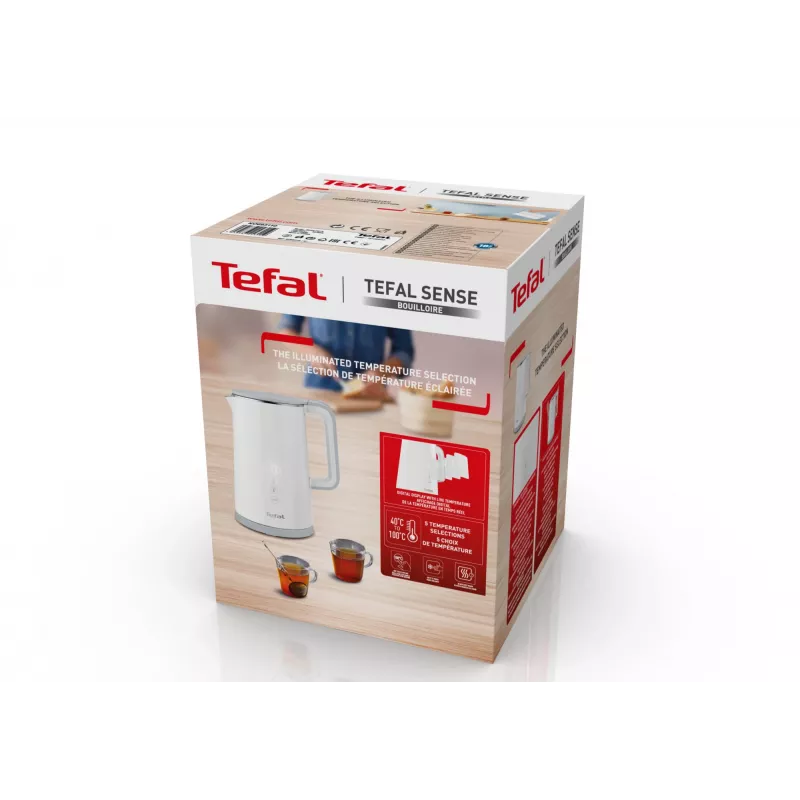 Czajnik elektryczny Tefal KO6931, 1,5 L, 1800 W, biały, 5 ustawień temperatury, utrzymywanie ciepła 30 min