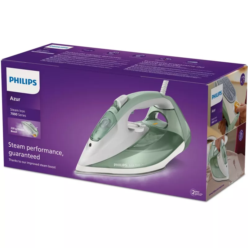 Philips 7000 series DST7012/70 żelazko parowe Stopa SteamGlide Plus 2600 W zielony, szary