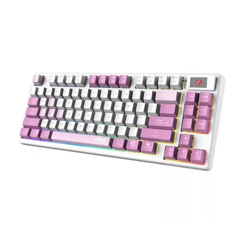 Klawiatura MSI FORGE GK600 TKL WIRELESS VIOLET dla graczy USB + Bluetooth QWERTY UK English Różowy, Fioletowy, Biały