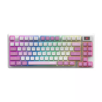 Klawiatura MSI FORGE GK600 TKL WIRELESS VIOLET dla graczy USB + Bluetooth QWERTY UK English Różowy, Fioletowy, Biały