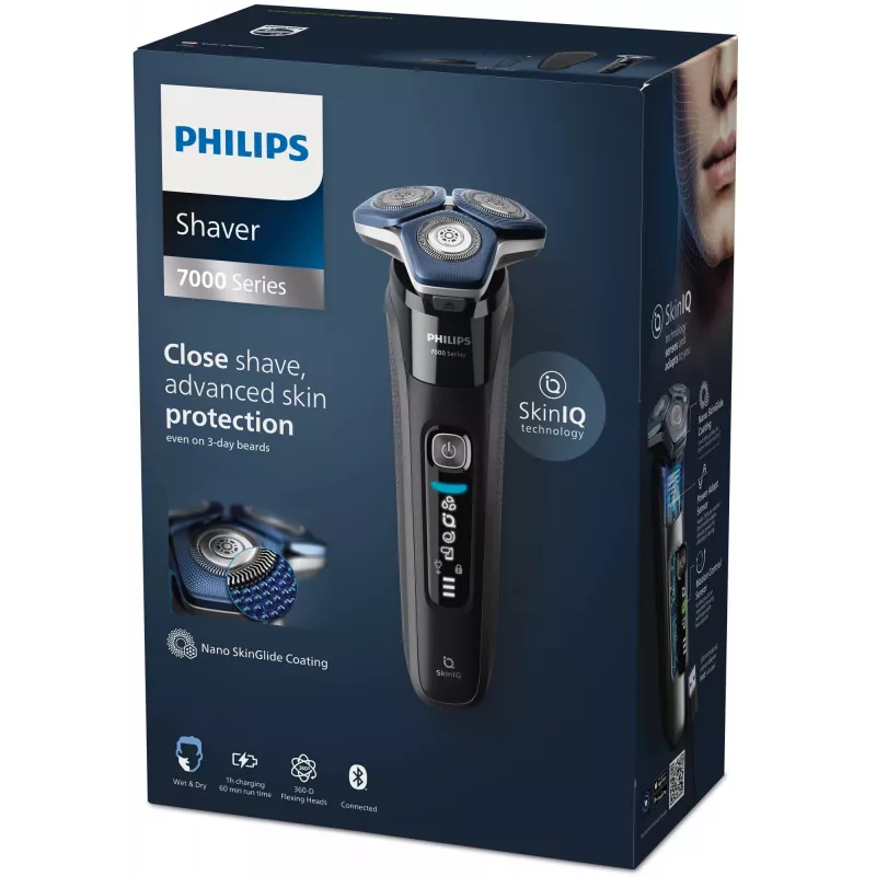 Golarka rotacyjna elektryczna Philips Series 7000 S7886/35 — 3 głowice, Wet & Dry, bateria litowo-jonowa, 60 min pracy, czarna