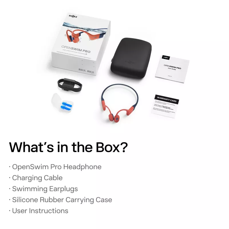 Headset Shokz OpenSwim Pro — otwarty przewodnictwo kostne bezprzewodowy zestaw słuchawkowy, IP68 wodoodporny, Bluetooth 5.4, 32 GB, 9 h odtwarzania, szary