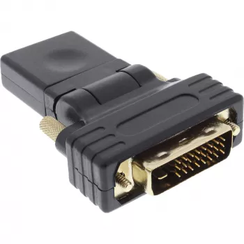 Adapter InLine HDMI na DVI, HDMI żeński / DVI męski, elastyczny, pozłacany, 4K2K