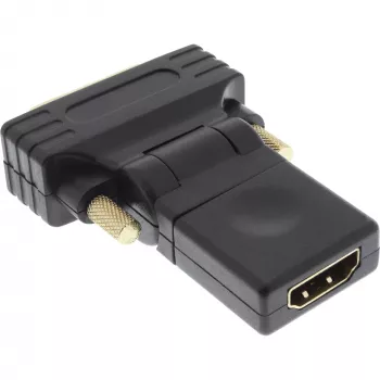 Adapter InLine HDMI na DVI, HDMI żeński / DVI męski, elastyczny, pozłacany, 4K2K