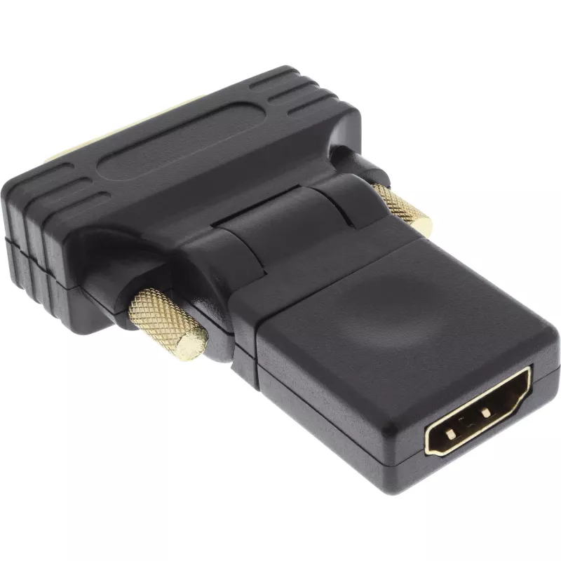 Adapter InLine HDMI na DVI, HDMI żeński / DVI męski, elastyczny, pozłacany, 4K2K