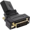 Adapter InLine HDMI na DVI, HDMI żeński / DVI męski, elastyczny, pozłacany, 4K2K