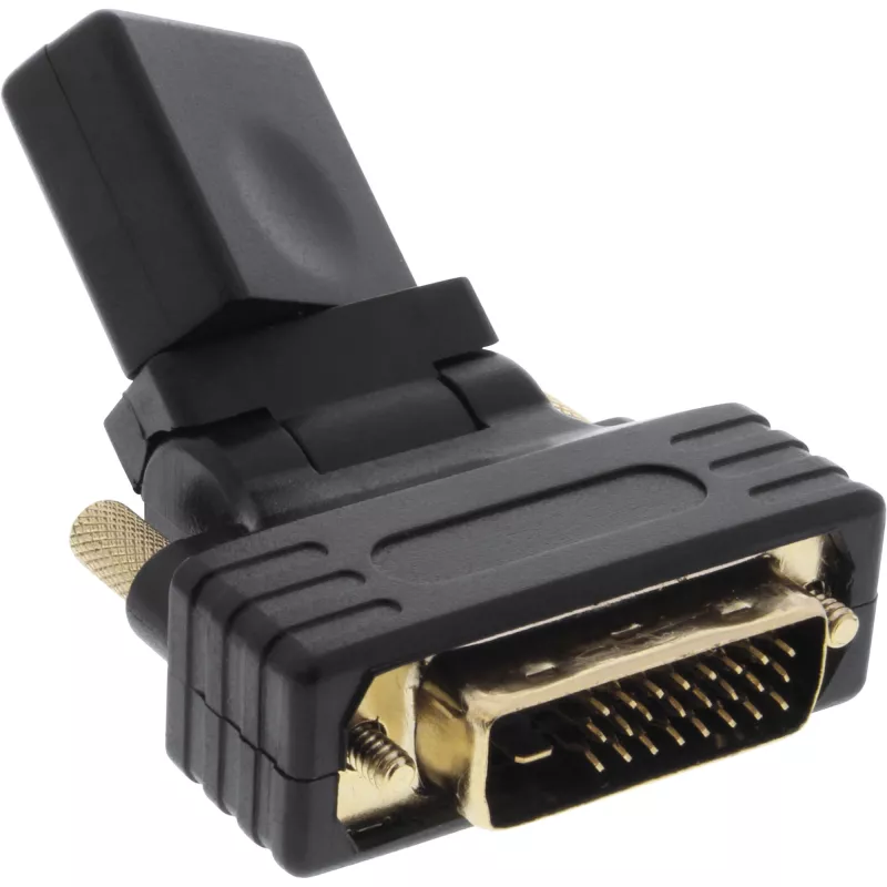 Adapter InLine HDMI na DVI, HDMI żeński / DVI męski, elastyczny, pozłacany, 4K2K