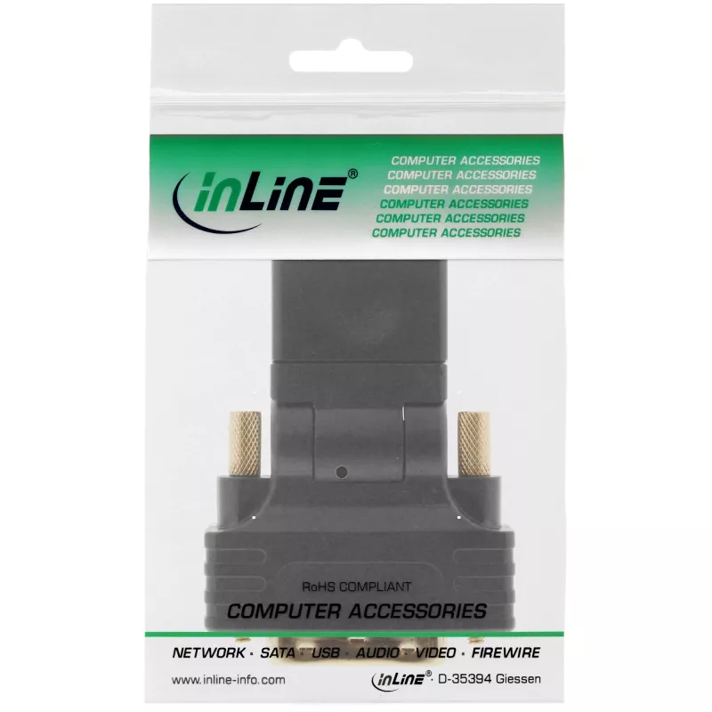 Adapter InLine HDMI na DVI, HDMI żeński / DVI męski, elastyczny, pozłacany, 4K2K