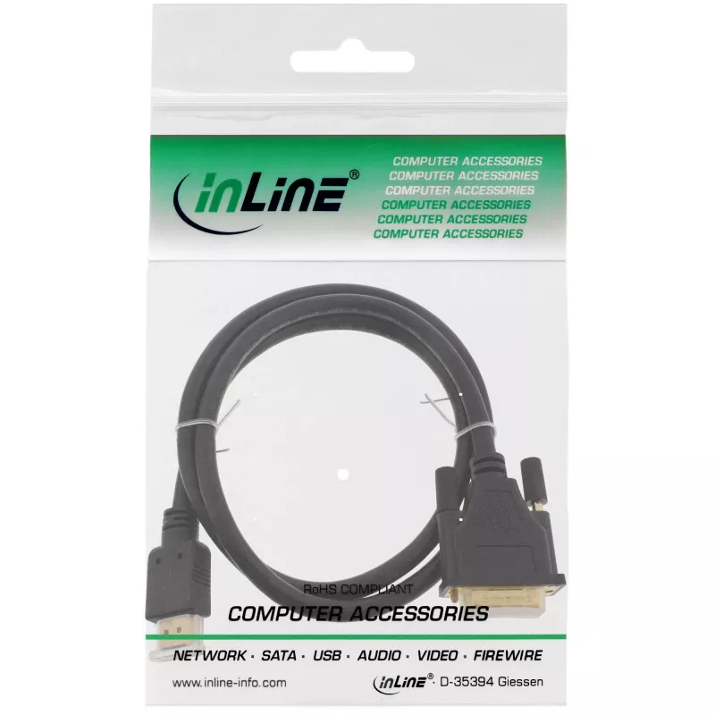 Kabel InLine HDMI do DVI męski / 18+1 męski pozłacany 1,5m
