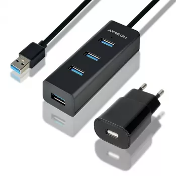 Axagon HUE-S2BP 4x USB 3.0 CHARGING hub z kablem 1,2 m w zestawie z zasilaczem AC