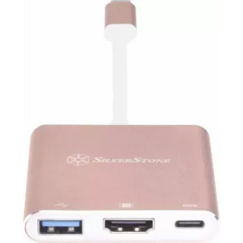 Przejściówka wideo USB-C na HDMI SILVERSTONE EP08 (USB‑C 3.1, HDMI) Różowa