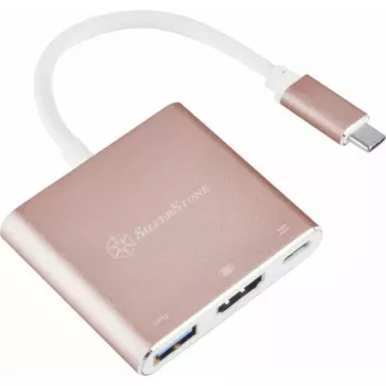 Przejściówka wideo USB-C na HDMI SILVERSTONE EP08 (USB‑C 3.1, HDMI) Różowa
