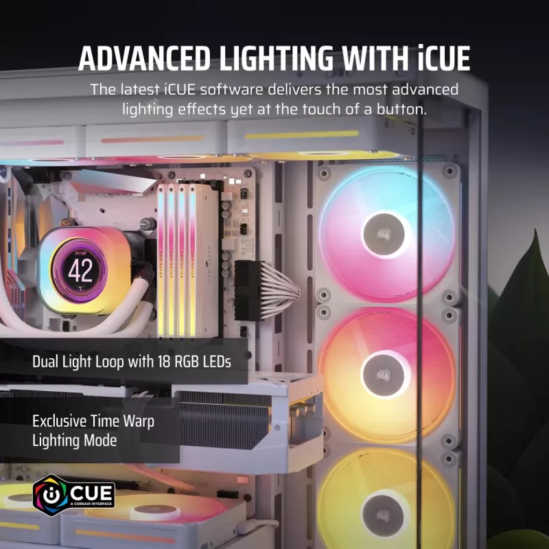 CORSAIR iCUE LINK LX140-R RGB 140 mm PWM Reverse Wentylatory Zestaw Startowy - Biały