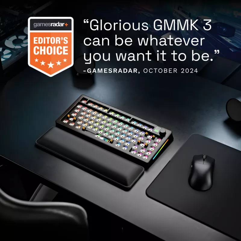 Klawiatura mechaniczna GLORIOUS GMMK 3 PRO 75% Barebones przewodowa USB, RGB, czarna, kabel 2 m
