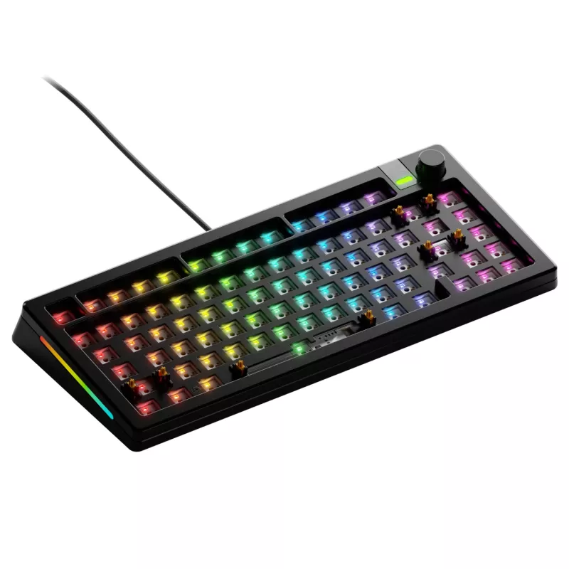 Klawiatura mechaniczna GLORIOUS GMMK 3 PRO 75% Barebones przewodowa USB, RGB, czarna, kabel 2 m