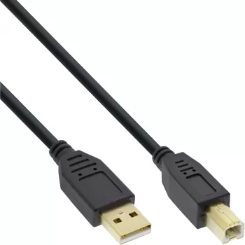 Kabel USB 2.0 Typ A męski / Typ B żeński czarny pozłacane styki 2m InLine 34518S