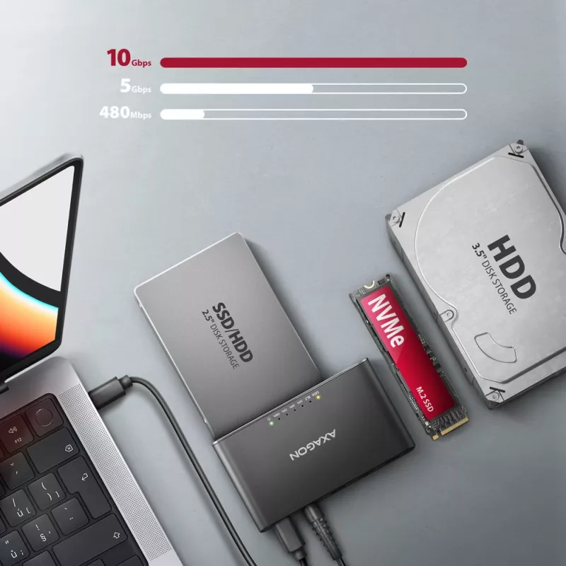 Clone Master USB-C Axagon ADSA-CC NVMe M.2 SSD i SATA HDD