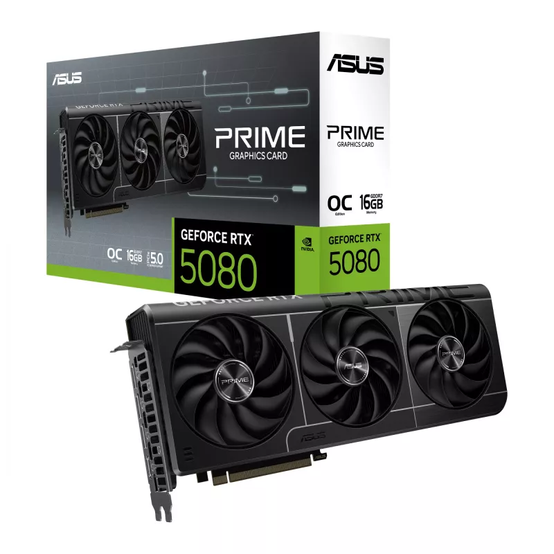 Karta graficzna ASUS GeForce RTX 5080 — 16 GB GDDR7, 256-bit, PCIe 5.0, 3x DisplayPort, 1x HDMI, 306×126×50 mm