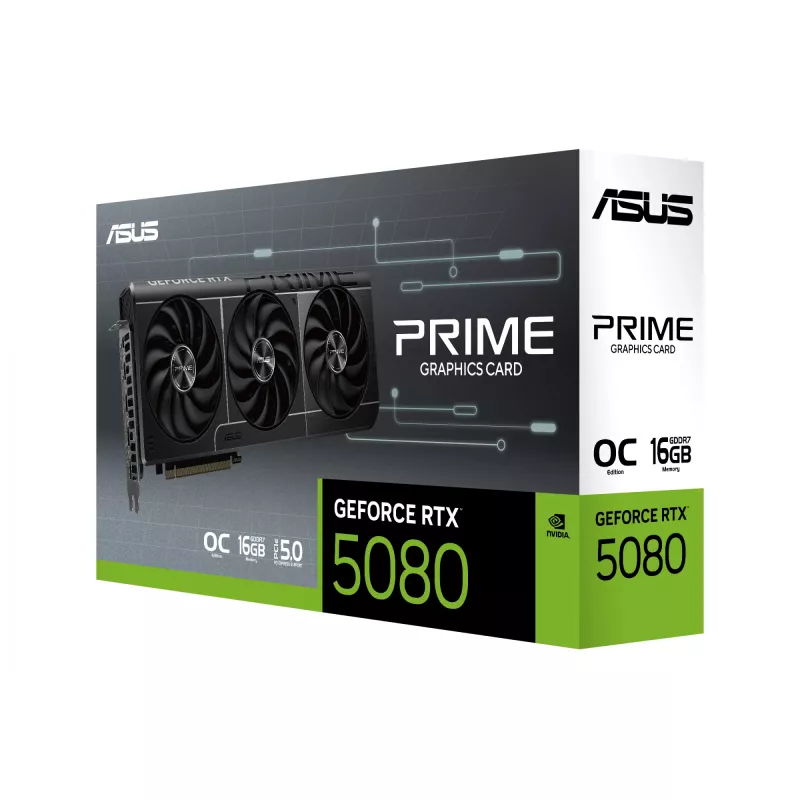 Karta graficzna ASUS GeForce RTX 5080 — 16 GB GDDR7, 256-bit, PCIe 5.0, 3x DisplayPort, 1x HDMI, 306×126×50 mm