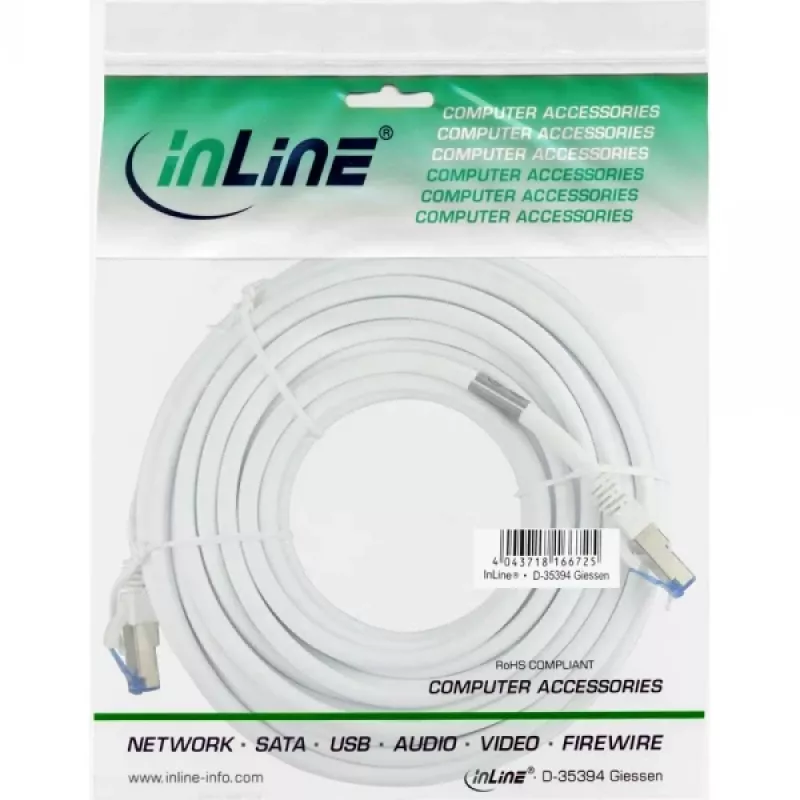 InLine Patch kabel S/FTP PiMF Cat.6A halogen free 500MHz biały 1m