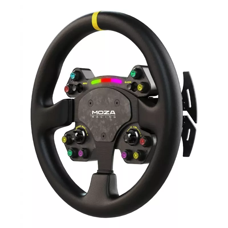 Moza Racing RS V2 kierownica, Kierownica, PC, Multi, Przewodowy i bezprzewodowy, Czarny, Włókno węglowe, Skóra