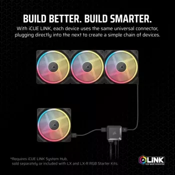 Fan Corsair iCUE LINK LX140-R RGB 14 cm Czarny 2000 RPM 3.55 mmH2O