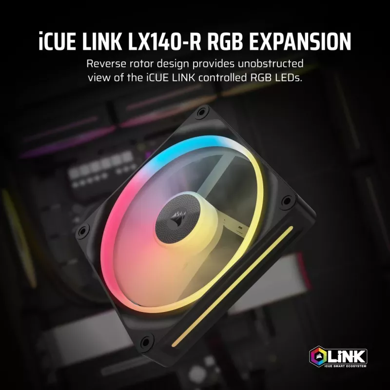 Fan Corsair iCUE LINK LX140-R RGB 14 cm Czarny 2000 RPM 3.55 mmH2O