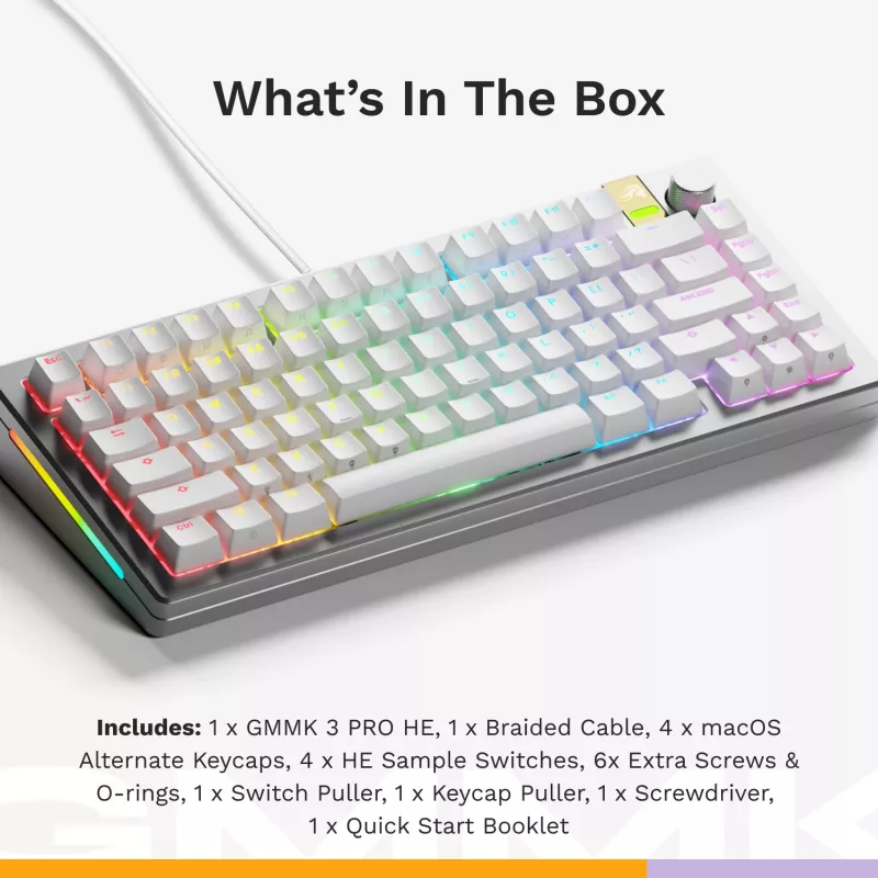 Mechaniczna klawiatura gamingowa GLORIOUS GMMK 3 PRO HE 75% Prebuilt Wired USB QWERTY srebrny