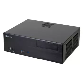 Obudowa PC SILVERSTONE Grandia GD05 HTPC czarna — Mini‑ITX/DTX/Micro‑ATX, 2×3,5 cala + 2×2,5 cala, 1×5,25 cala, 3×120 mm wentylatory boczne, USB 3.0