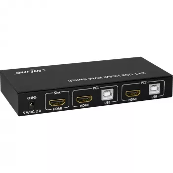Przełącznik KVM InLine 2x1, 2x1, HDMI 4K2K, koncentrator USB 2.0, z audio