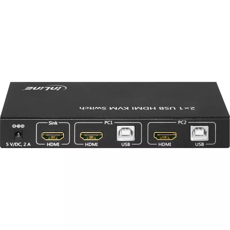 Przełącznik KVM InLine 2x1, 2x1, HDMI 4K2K, koncentrator USB 2.0, z audio