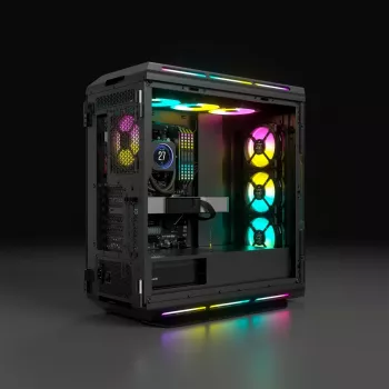 Obudowa PC CORSAIR midi tower ATX - Icue 5000t - RGB hartowane szkło - czarna