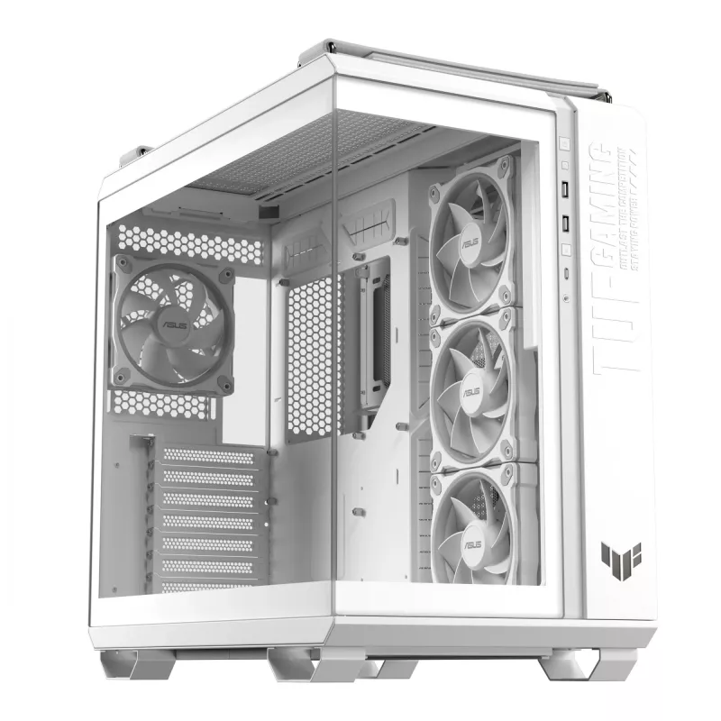 Obudowa PC ASUS TUF GAMING GT502 Horizon TG ARGB biały — Midi Tower, ATX, szkło hartowane, 4 wnęki 3,5 cala, maks. długość GPU 400 mm